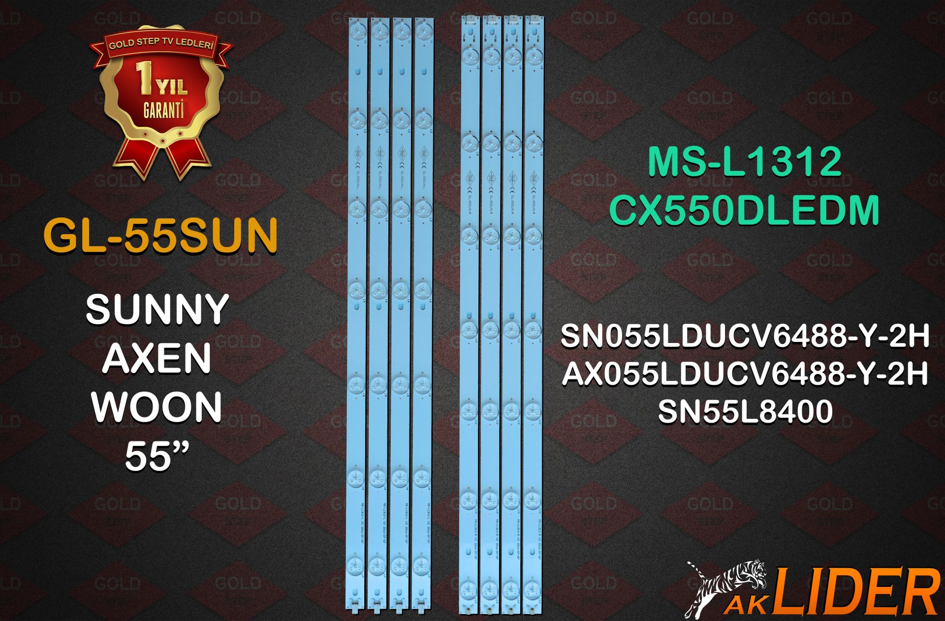 Sunny SN055LDU851-2H SN055LDUCV6488-Y-2H Axen AX055LDUCV6488H-Y-2H Uyumlu LED Bar Takımı MS-L1312