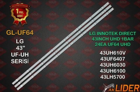 LG 43UN71006LB 43UF6407-ZA.BPDYLJG 43UH610V-ZB.BPDWLJP 43UH610N-ZB.BPDWLJP 43LW340C-ZA.APDDLJP Uyumlu LED Bar Takımı UF64_UHD_A