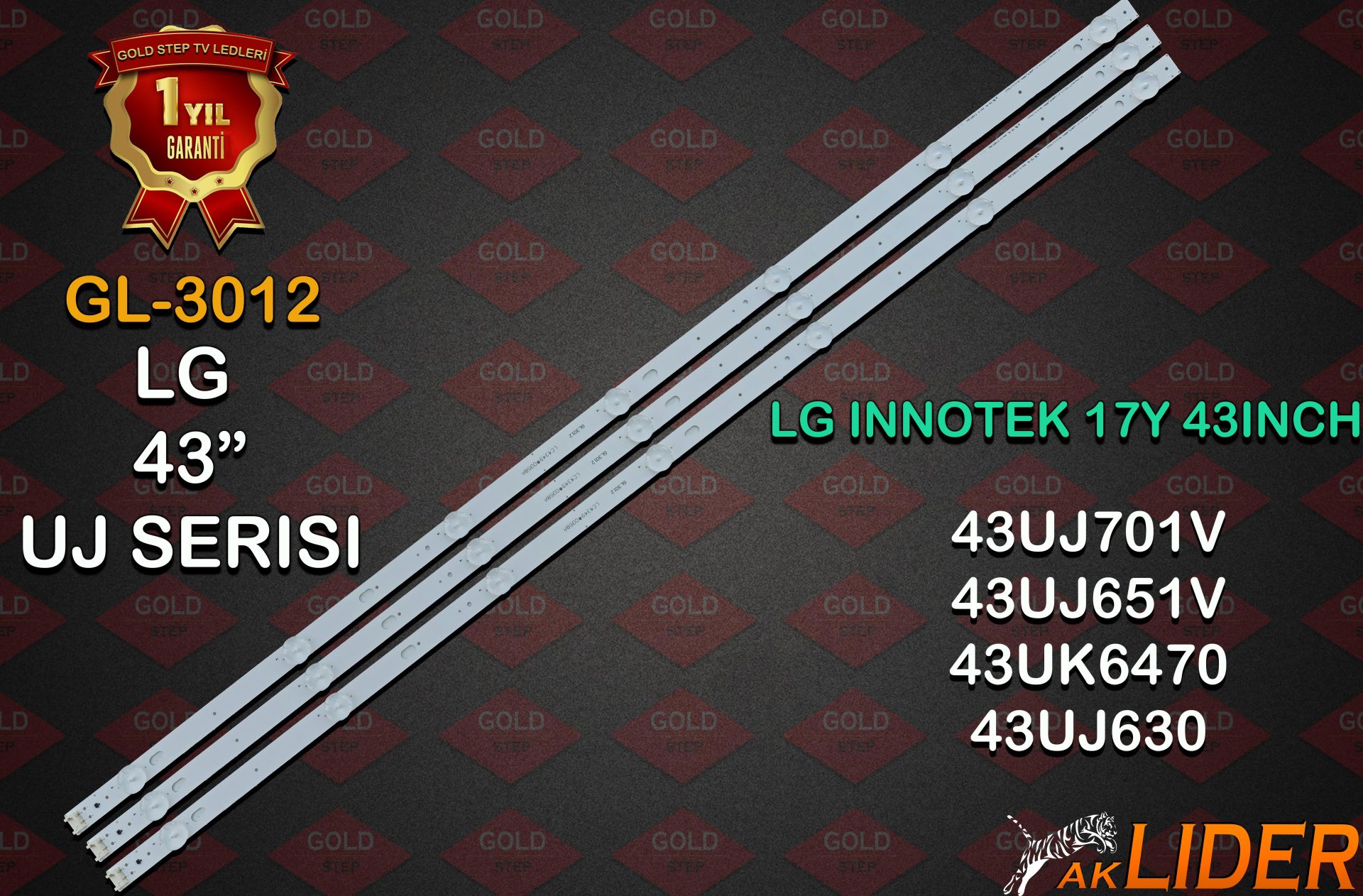 LG 43UJ630V 43UJ651V 43UJ701V 43UK6300PLB 43UN71006LB 43LK5900PLA Uyumlu LED Bar Takımı AGF78899501