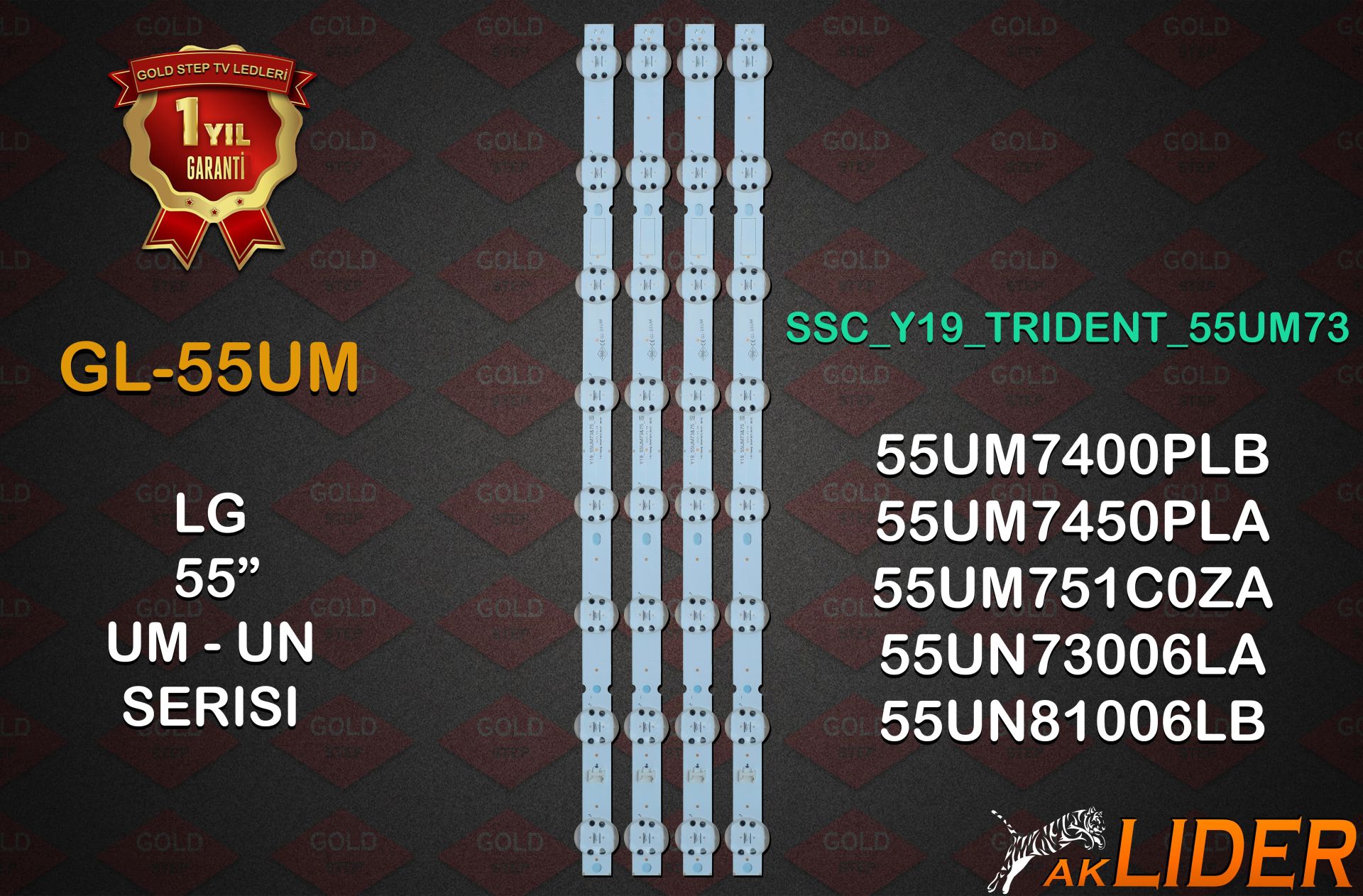 LG 55UM7400PLB 55UM7450PLA 55UM751C0ZA 55UN73006LA 55UN81006LB Uyumlu LED Bar Takımı LGIT_Y19_55UM73/75 SSC_Y19_Trident_55UM73