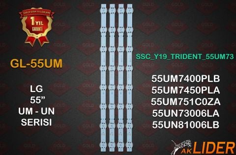 LG 55UM7400PLB 55UM7450PLA 55UM751C0ZA 55UN73006LA 55UN81006LB Uyumlu LED Bar Takımı LGIT_Y19_55UM73/75 SSC_Y19_Trident_55UM73