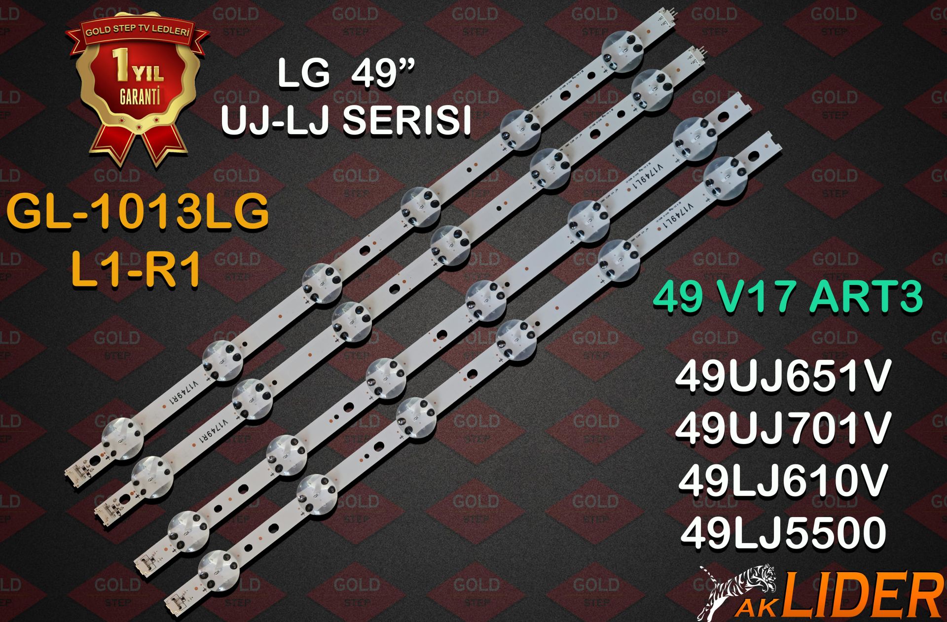 LG 49'' 49UJ651V-ZA.BEU4LJP, 49UJ651V-ZA.BEUYLJP, 49UJ651V-ZA.KPD4LWK, 49UJ651V-ZA.KPDYLWK, 49UJ701V-ZC.BEU4LJP, 49UJ701V-ZC.BEUYLJP, 49UJ701V-ZC.KPD4LWK, 49LV761H-ZA.APDYLJP Uyumlu LED Bar Takımı 6916L-2862A, 6916L-2862B, 6916L-2863A, 6916L-2863B