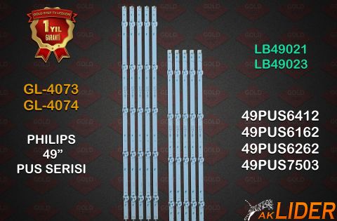 49PUS7503/12, 49PUS7503/62, 49PUS6412/12, 49PUS6162/12, 49PUS6262/12, 49PUS6482/12 Uyumlu LED Bar Takımı LB49021 V1_00, LB49021 V0_00, LB49023 V1_00, LB49023 V0_00, 210BZ04DL, 210BZ05DR, 3A6560010EA0, 3A6560000EA