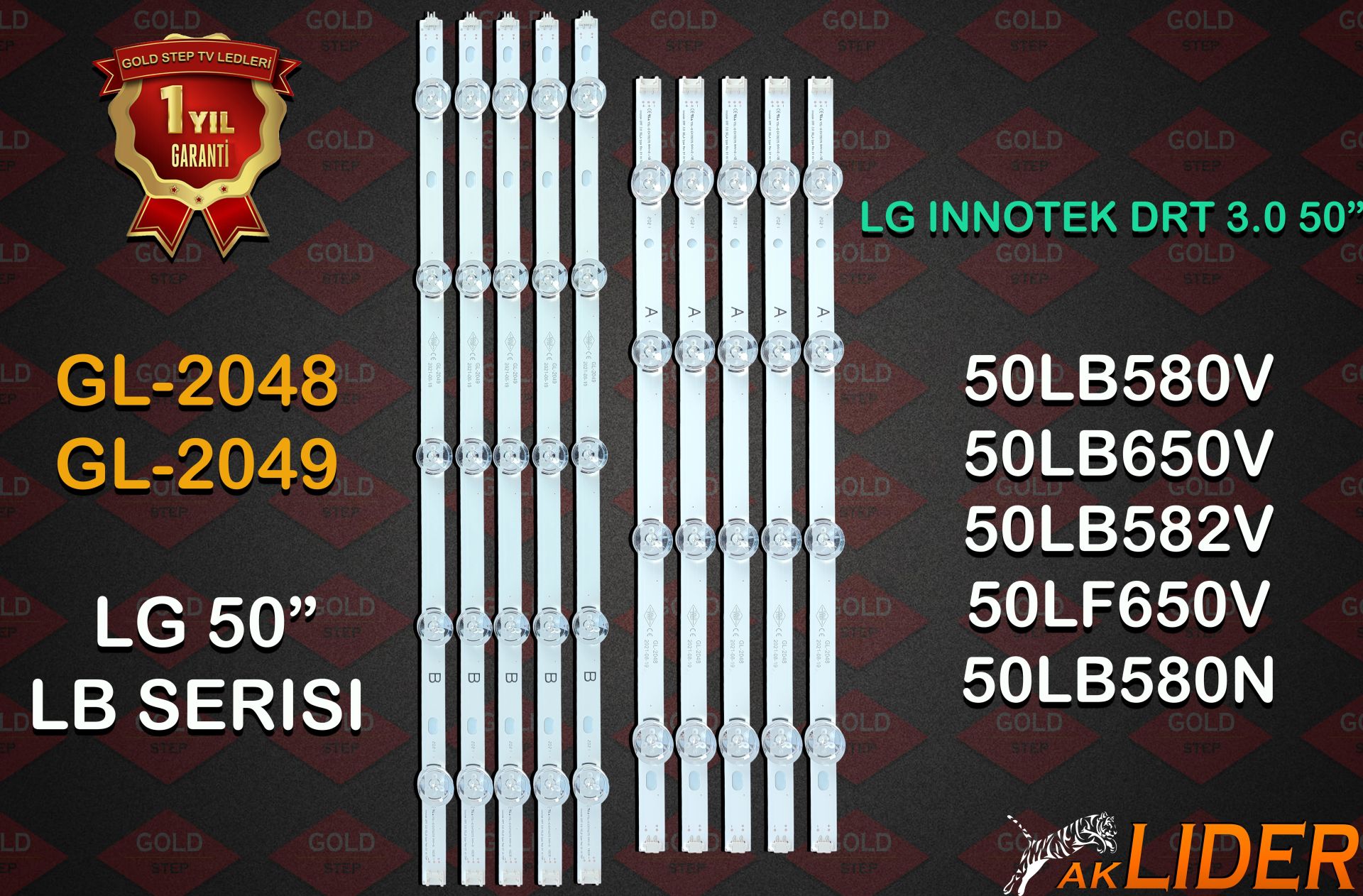 LG 50'' 50LB580V 50LB580N 50LB582V 50LF650V 50LF652V Uyumlu LED Bar Takımı 6916L-1982A