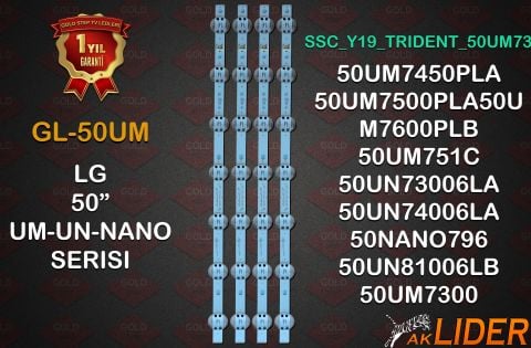 LG 50UM7450PLA 50UM7500PLA 50UN74006LB Uyumlu LED Bar Takımı SSC_Y19_Trident_50UM73