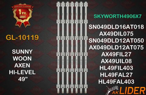 Sunny SN49DLK075/0100-B Axen AX49DIL075/0100 Skyworth 4906X7 Hi-Level HL49FIL403-TNR Woon WN49DIL1723/1022 Uyumlu LED Bar Takımı YAL13-00630300-01