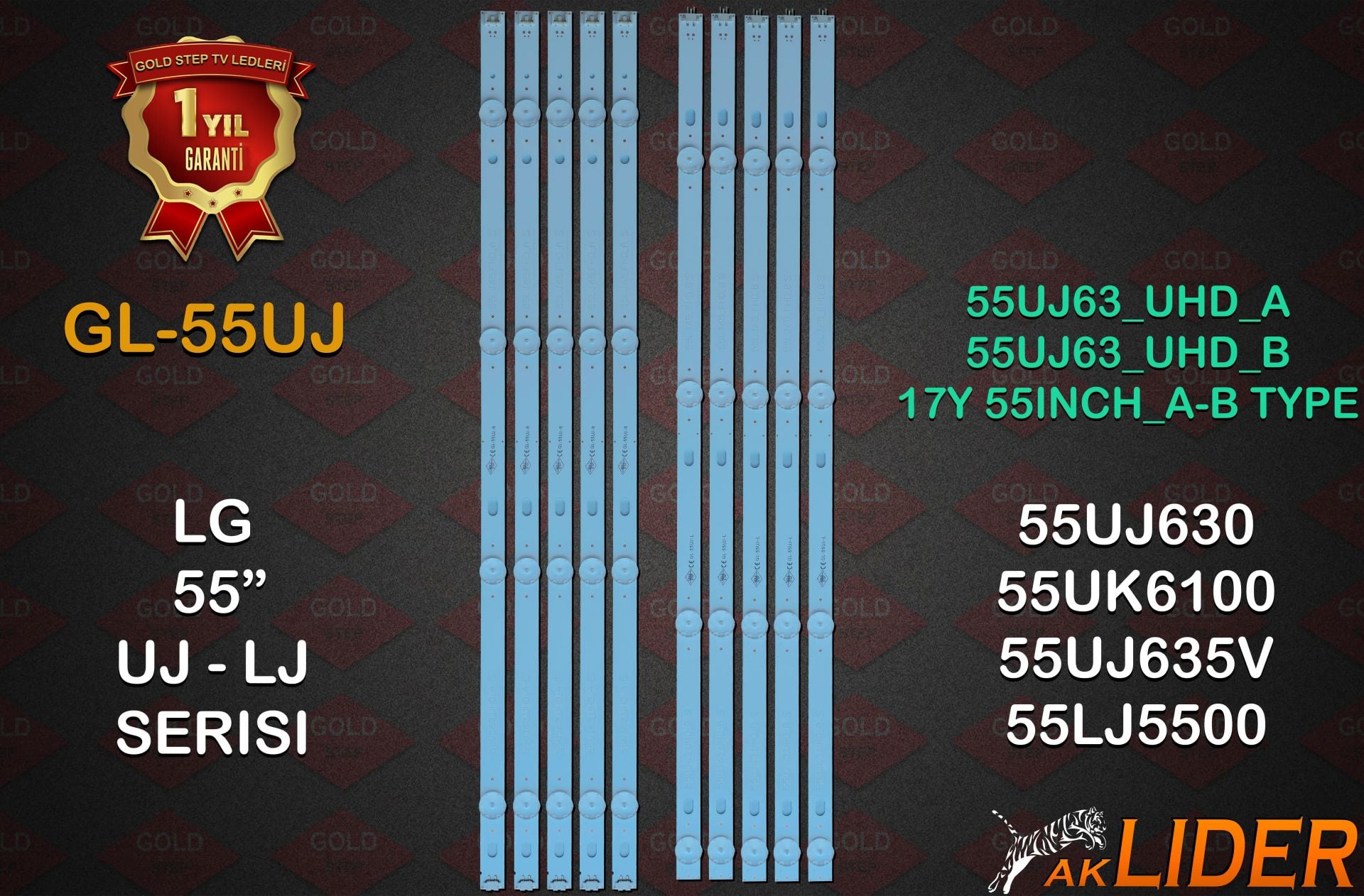 LG 55UJ630V 55UK6100PLB 55LJ5500 55UJ635V Uyumlu LED Bar Takımı 55UJ63_UHD_A / 55UJ63_UHD_B