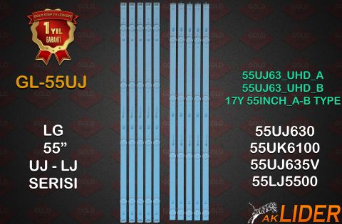 LG 55UJ630V 55UK6100PLB 55LJ5500 55UJ635V Uyumlu LED Bar Takımı 55UJ63_UHD_A / 55UJ63_UHD_B