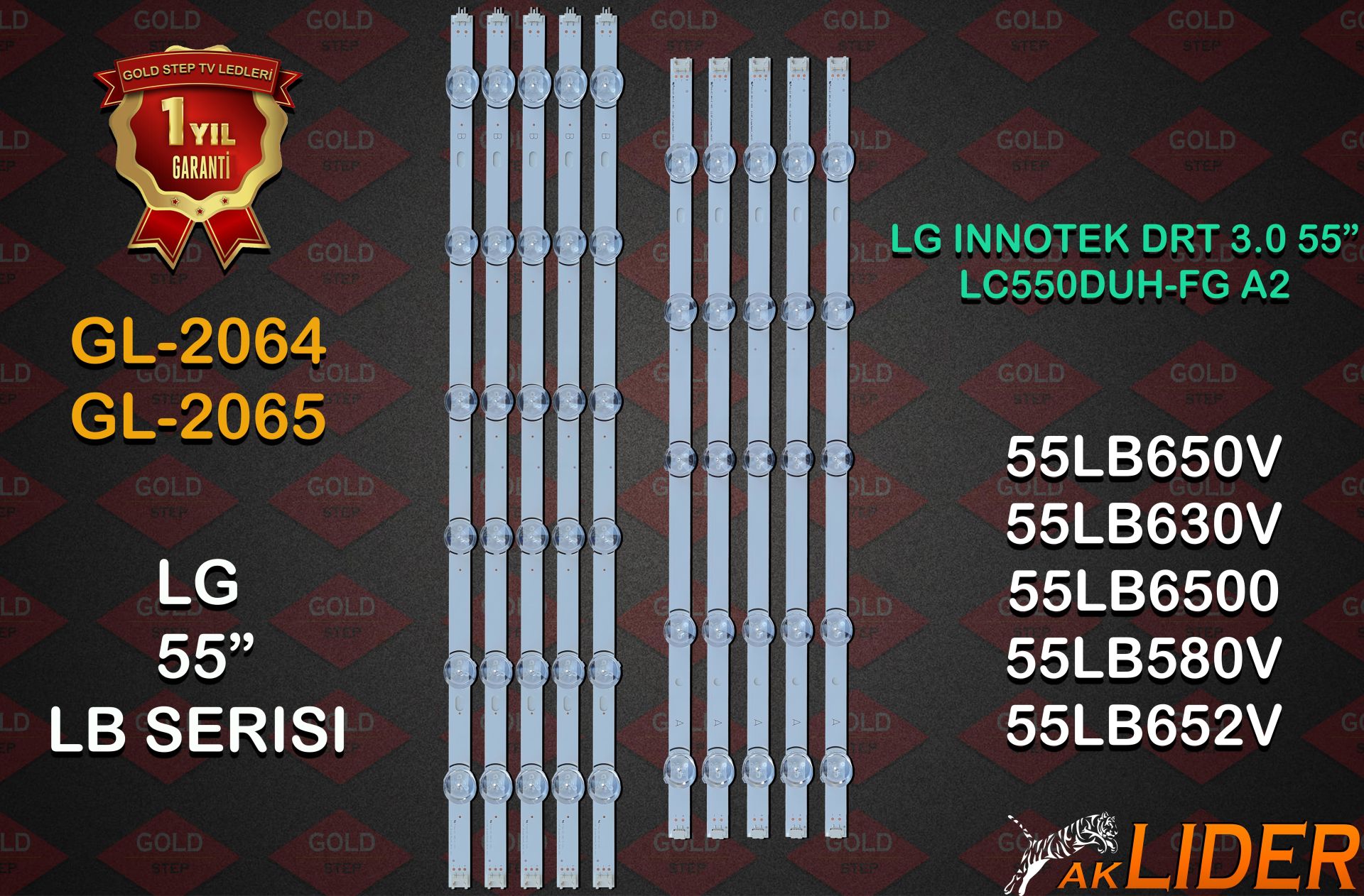 55LB650V-ZN, 55LB630V-ZA, 55LB561V-ZE, 55LB629V-ZM, 55LB561V-ZC, 55LB552V-ZA, 55LB561U-ZE, 55LX530S-UA, 55LB561U-ZC, 55LB5800-UG, 55LB572U-ZP, 55LB551U-ZC, 55LB6500-UM, 55LB550V-ZA, 55LB582V-ZG, 55LB550U-ZA, 55LB5700-ZB Uyumlu LED Bar Takımı